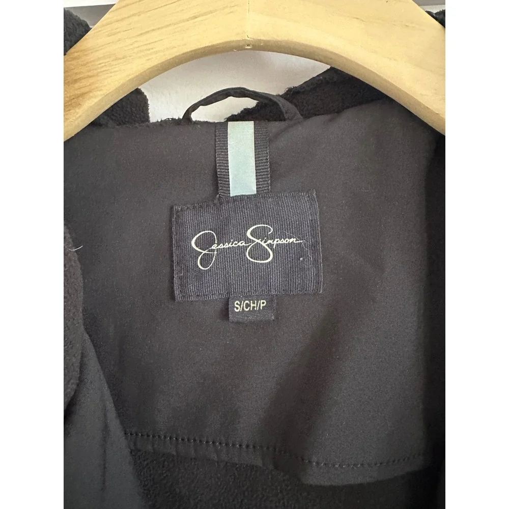 Jessica Simpson Womens Black Hooded Softshell‎ Jacket Fleece Lined Small
